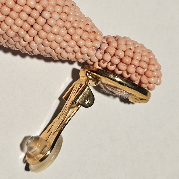 NEW Oscar de la Renta Tassel Clip-on Earrings Pink Beaded Fringe Luxury Party - Picture 6 of 9